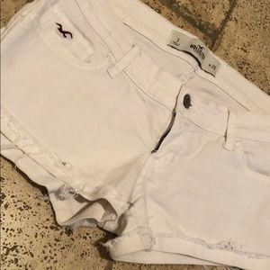 White stretchy jean shorts